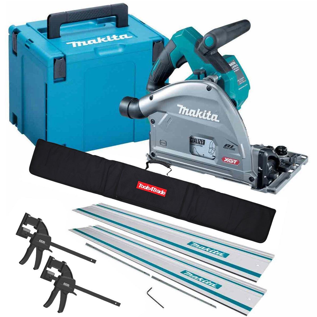 SP001GZ03 40V Brushless Plunge Saw + 2 x Guide Rail Connector & Clamp Set