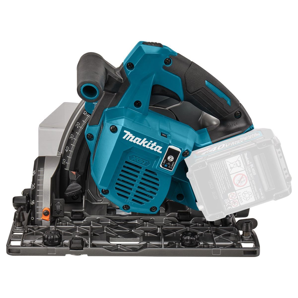 SP001GZ03KIT5 40V Brushless Plunge Saw with 2 x Guide Rail, Connector, Clamp Set & 1 x 4.0Ah Battery Charger