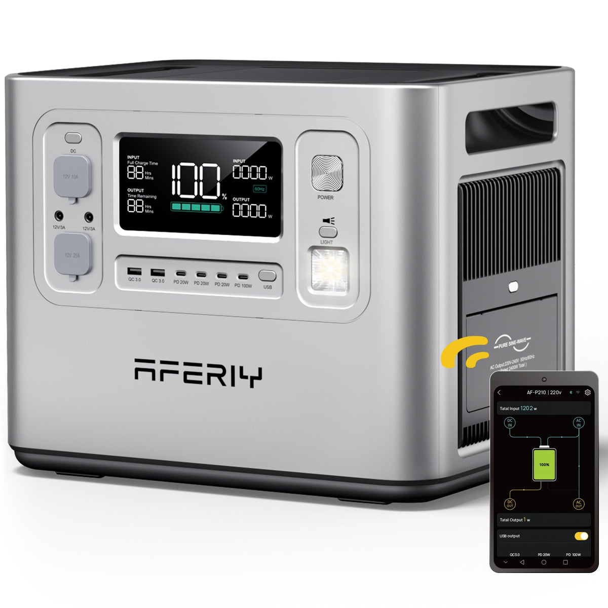 2048Wh Portable Power Station 2400W LiFePO4 Battery Solar Generator with UPS
