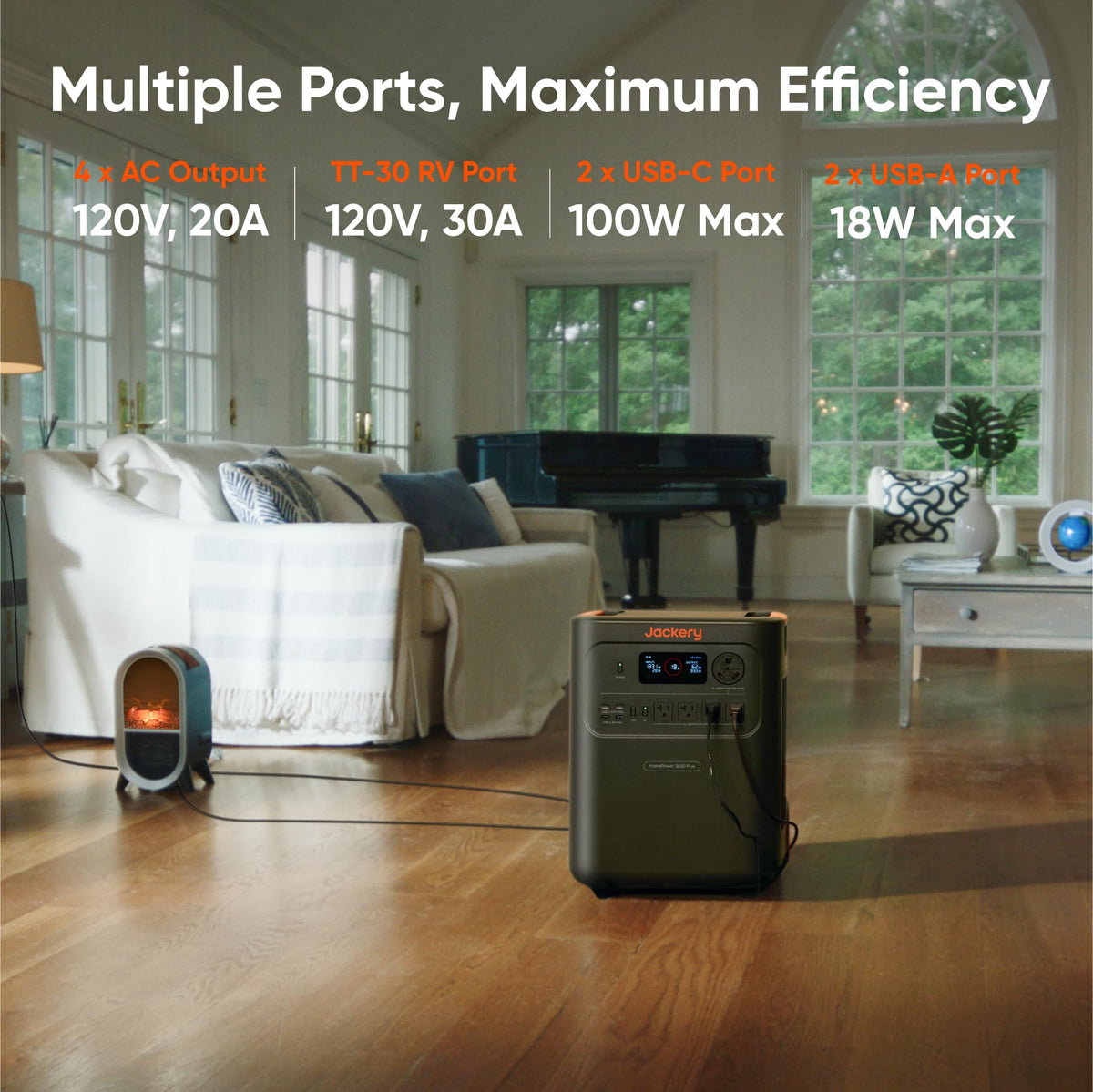 HomePower 3600 Plus Portable Power Station, 3600W AC Output, 3584Wh LFP Solar Generator